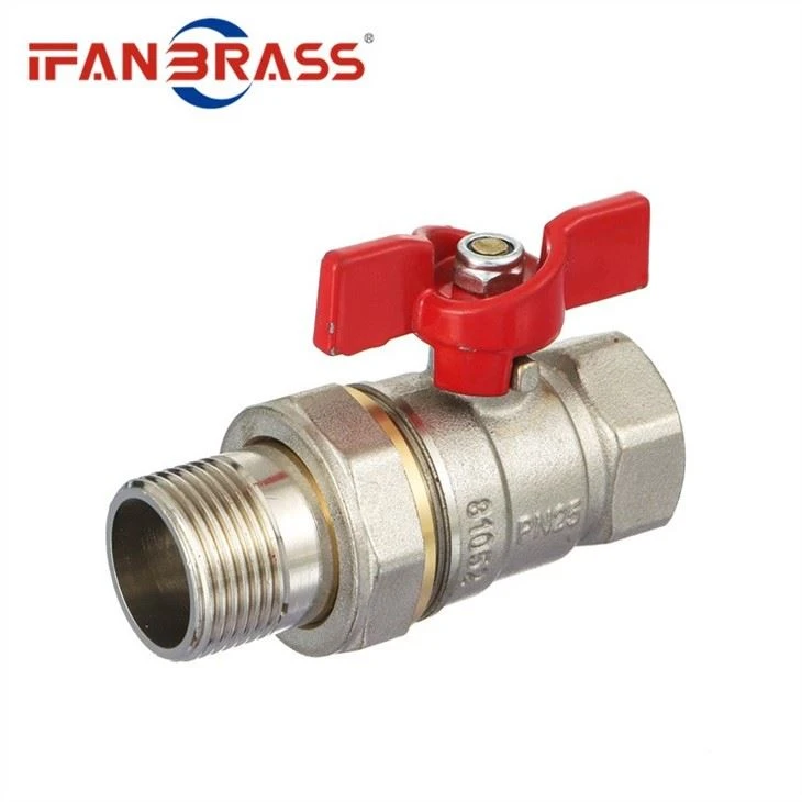 Red Butterfly Handle Male Thread Brass Ball Valve